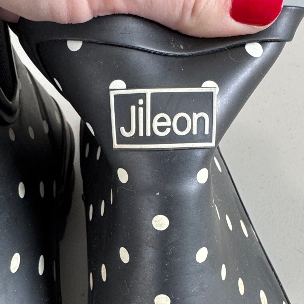 Jileon Black and White Polka Dot Rain Boots - Picture 2 of 6